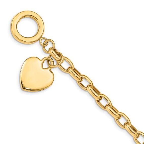 New, 10k Heart Charm Bracelet - Picture 1 of 5